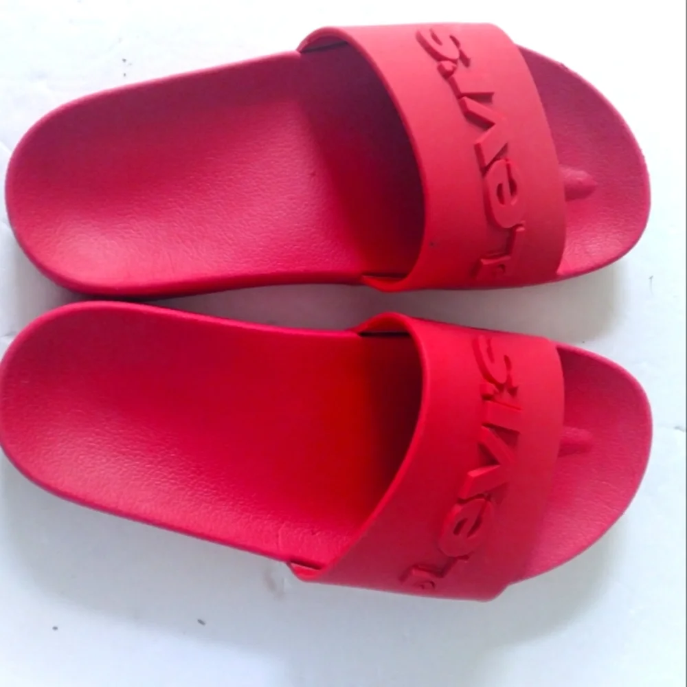Levi's Red Pool‎ Slides Sandals Summer Beach Casual Slip-On Slippers